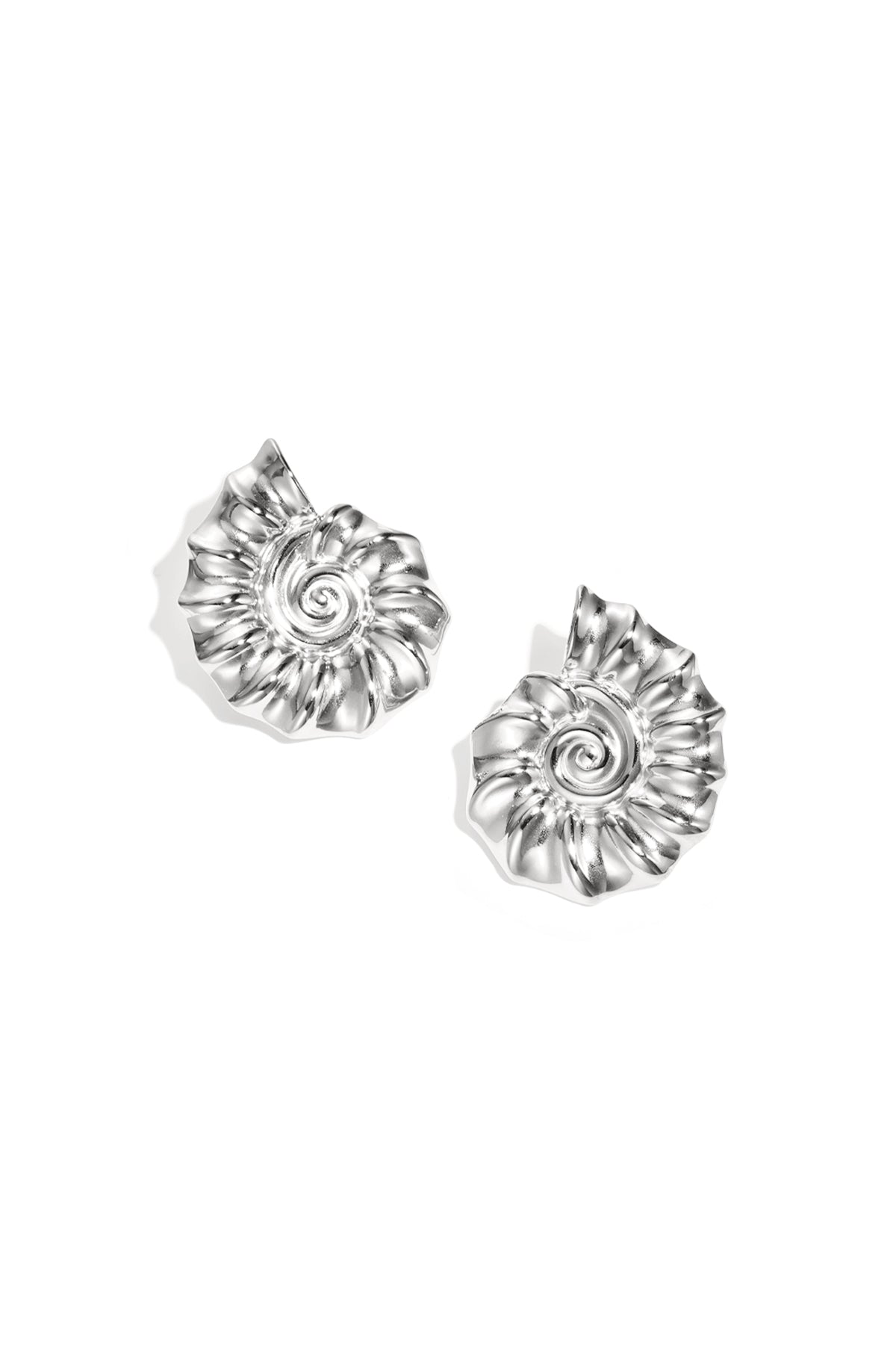 Spiral shell statement earrings