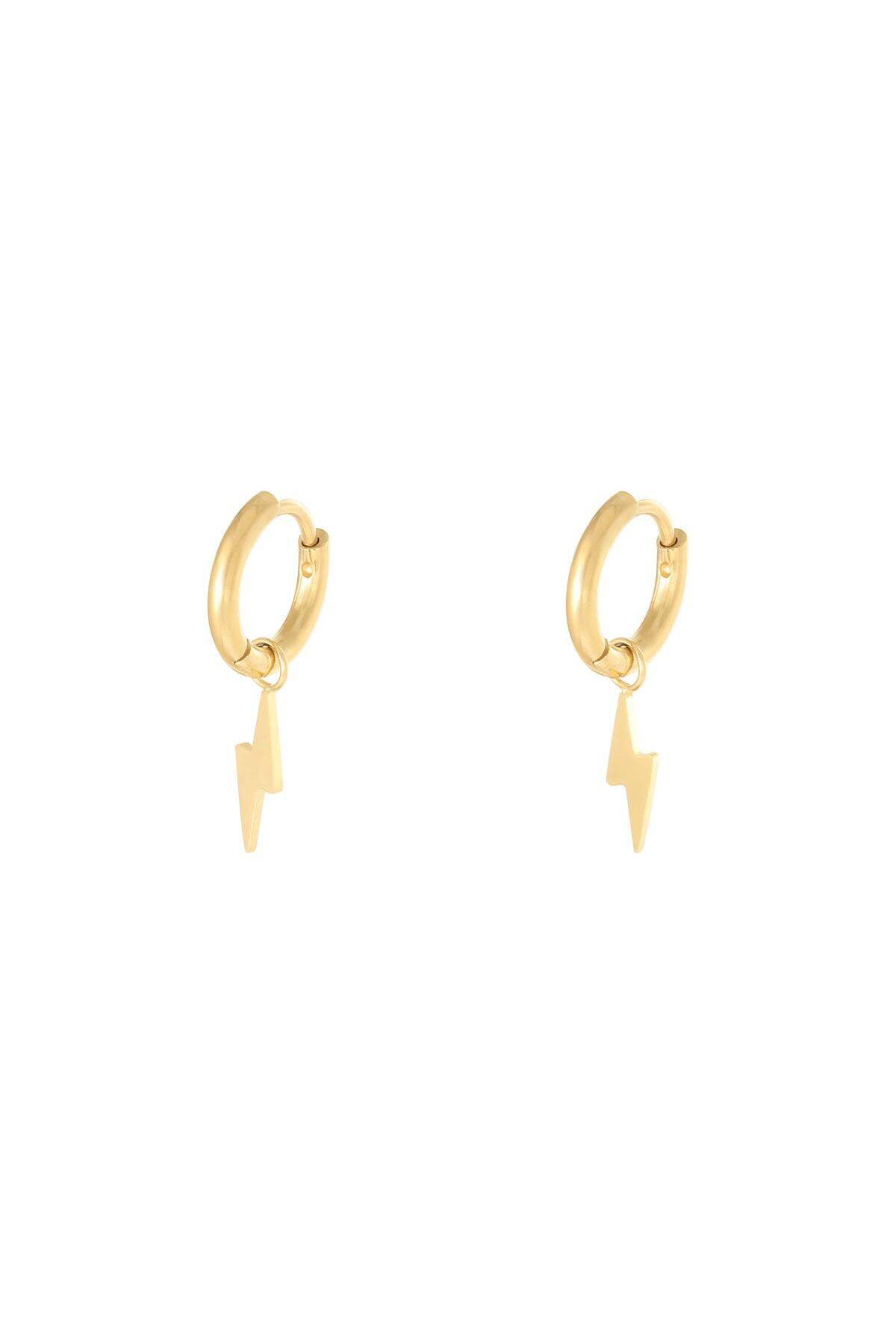 Earrings Bolt Gold Color Stainless Steel
