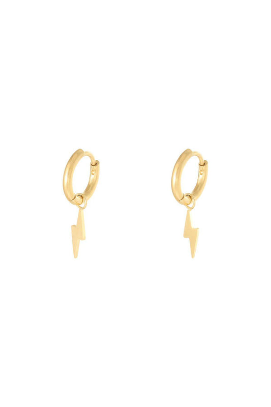 Earrings Bolt Gold Color Stainless Steel