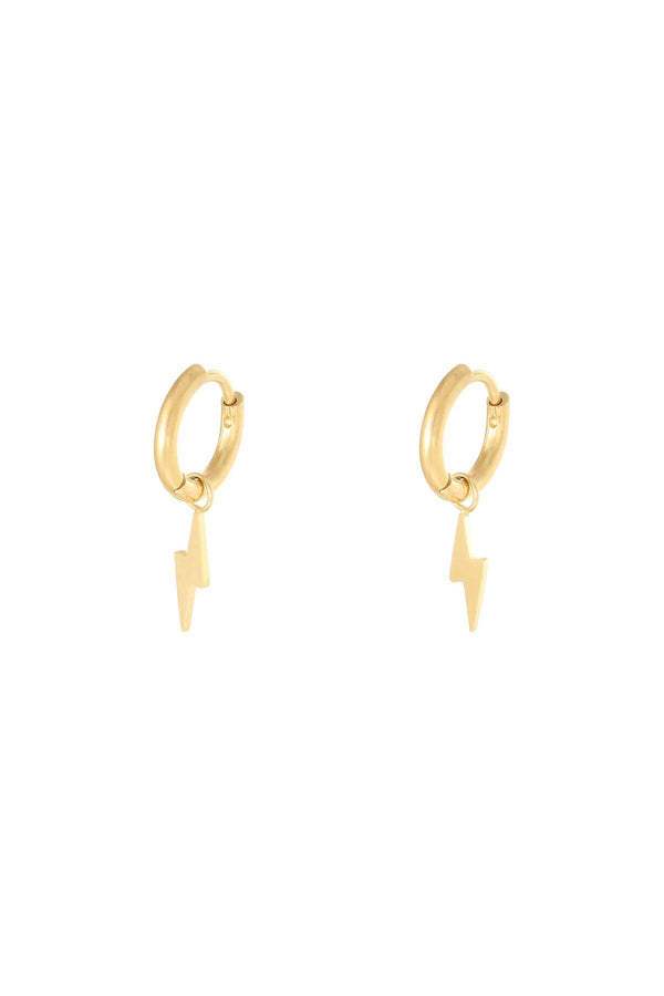 Éclair Charm Huggies – gold huggies with lightning bolt charm