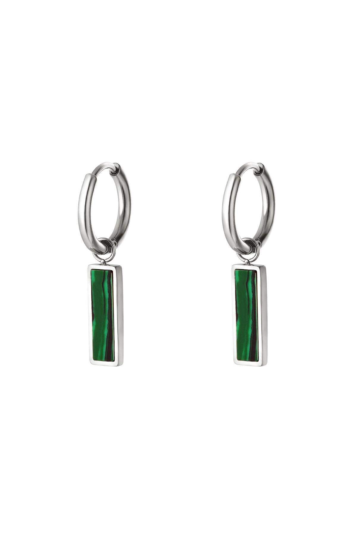 Green bar earrings  Gold Color Stainless Steel