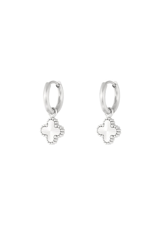 Earrings clover class - Silver Color color