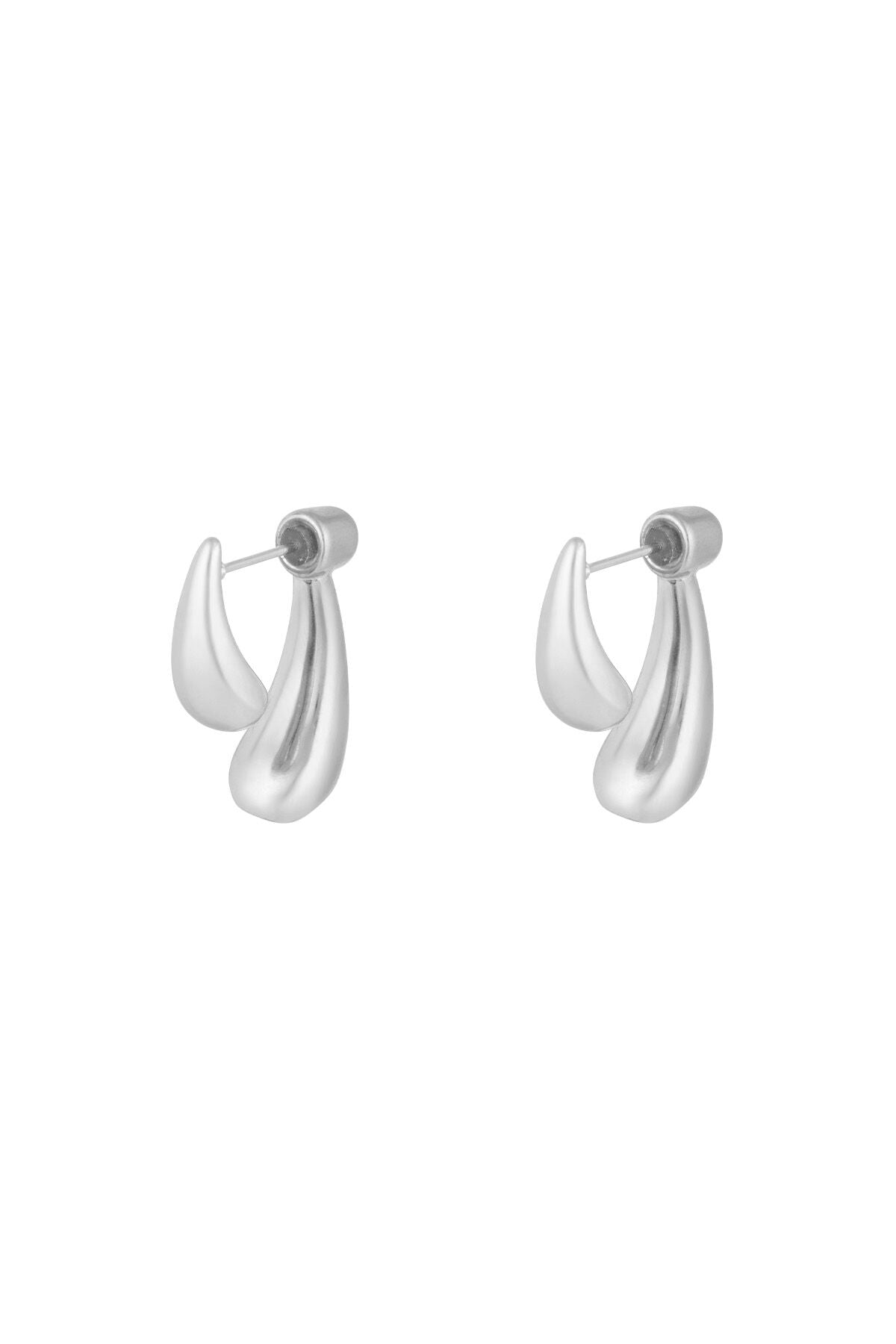 Curved Drop Earrings in silver