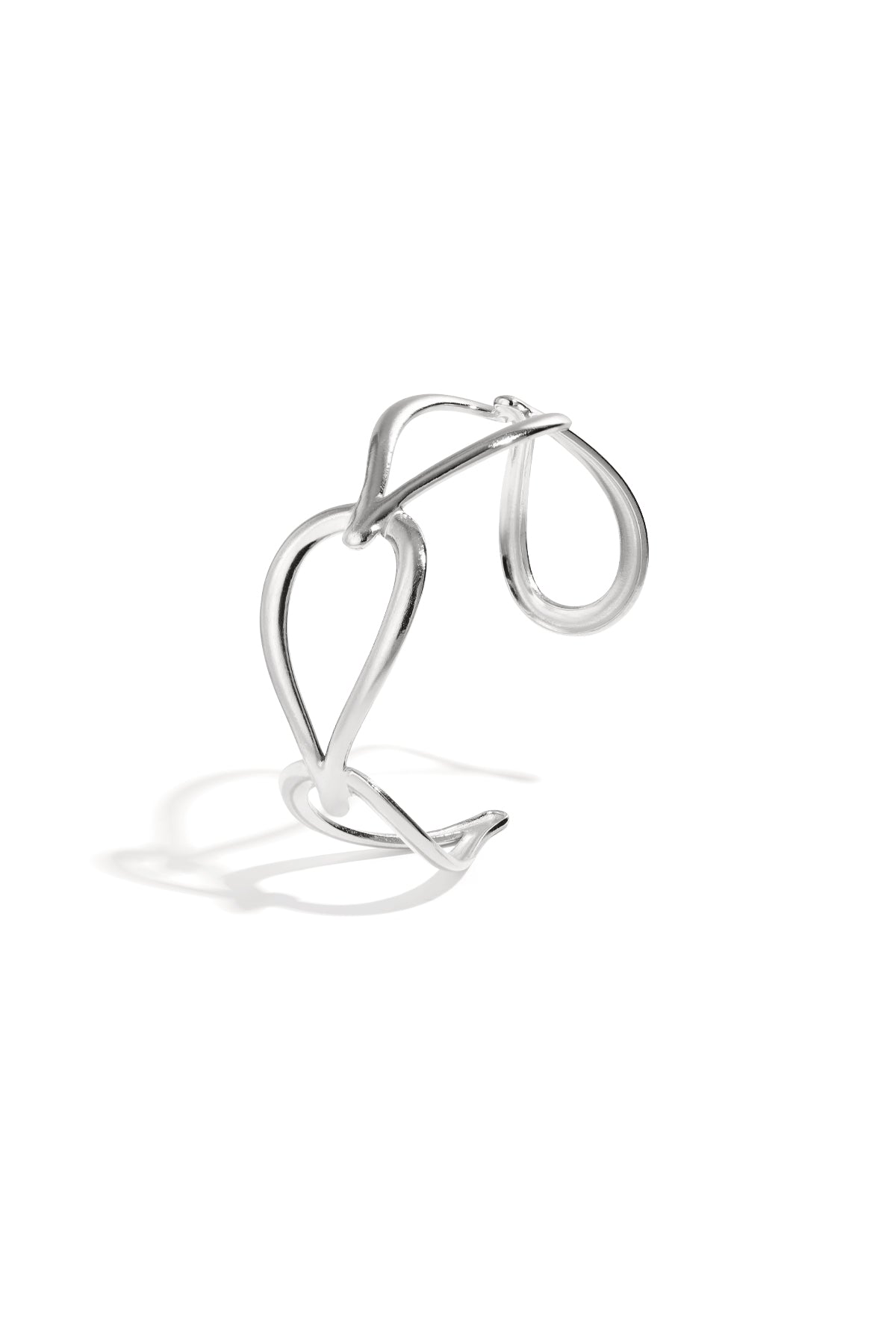 Goutte Open Bangle in silver, a band of linked open teardrops