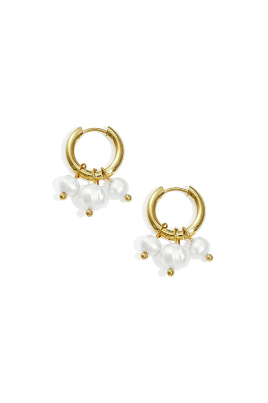 Earrings with dangling pearls Stainless Steel