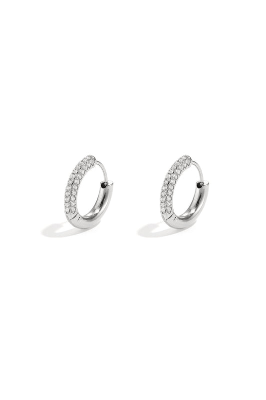 Éclat Pavé Hoops – silver rhinestone hoop earrings