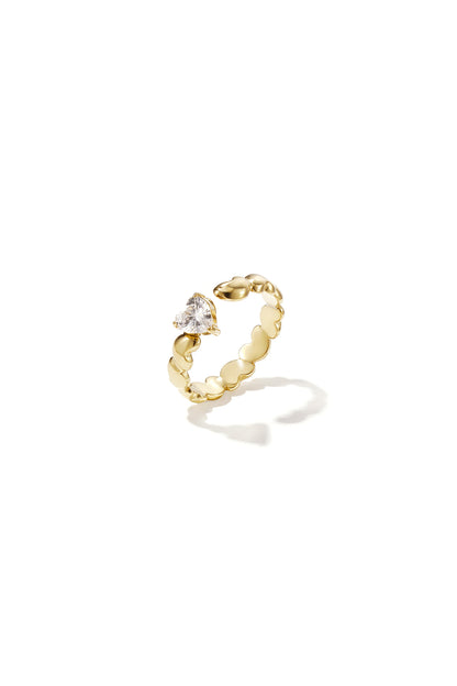 Ring with alternating hearts and cubic zirconia
