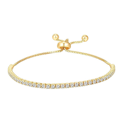 "Stephanie, Stackable Tennis Bracelet · 18K Gold-Plated · Waterproof Everyday Wear