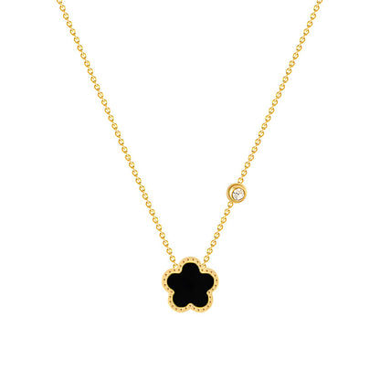 Isadora I Black Flower Necklace