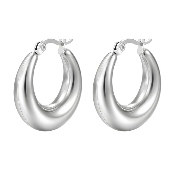 Elizabeth IBold Silver I Hoop Earrings (mediunm size)