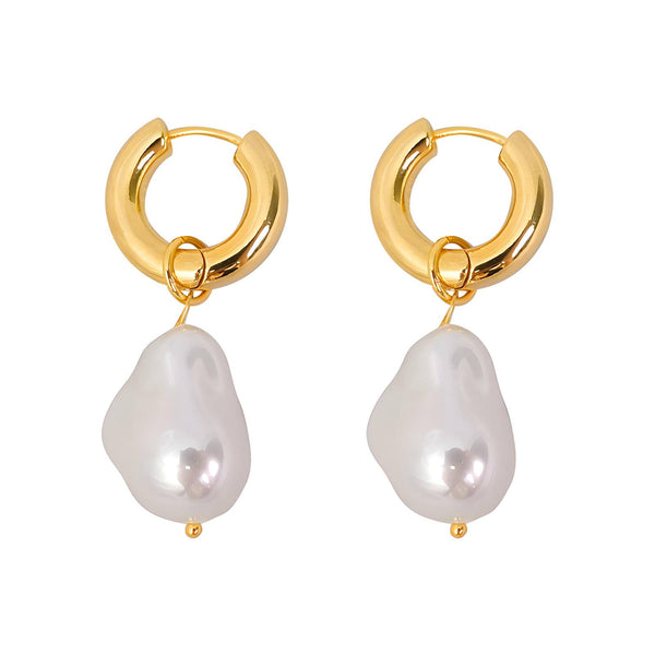 Baroque Pearl Hoops