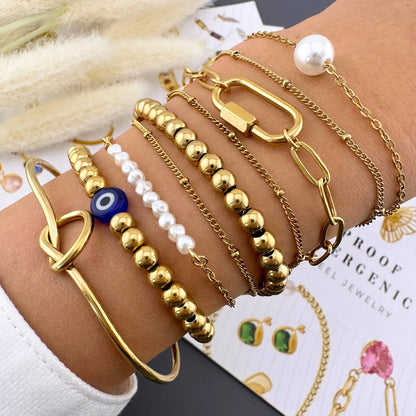 Moana I  Double-Chain Bracelet with freshwater pearls I Stackable