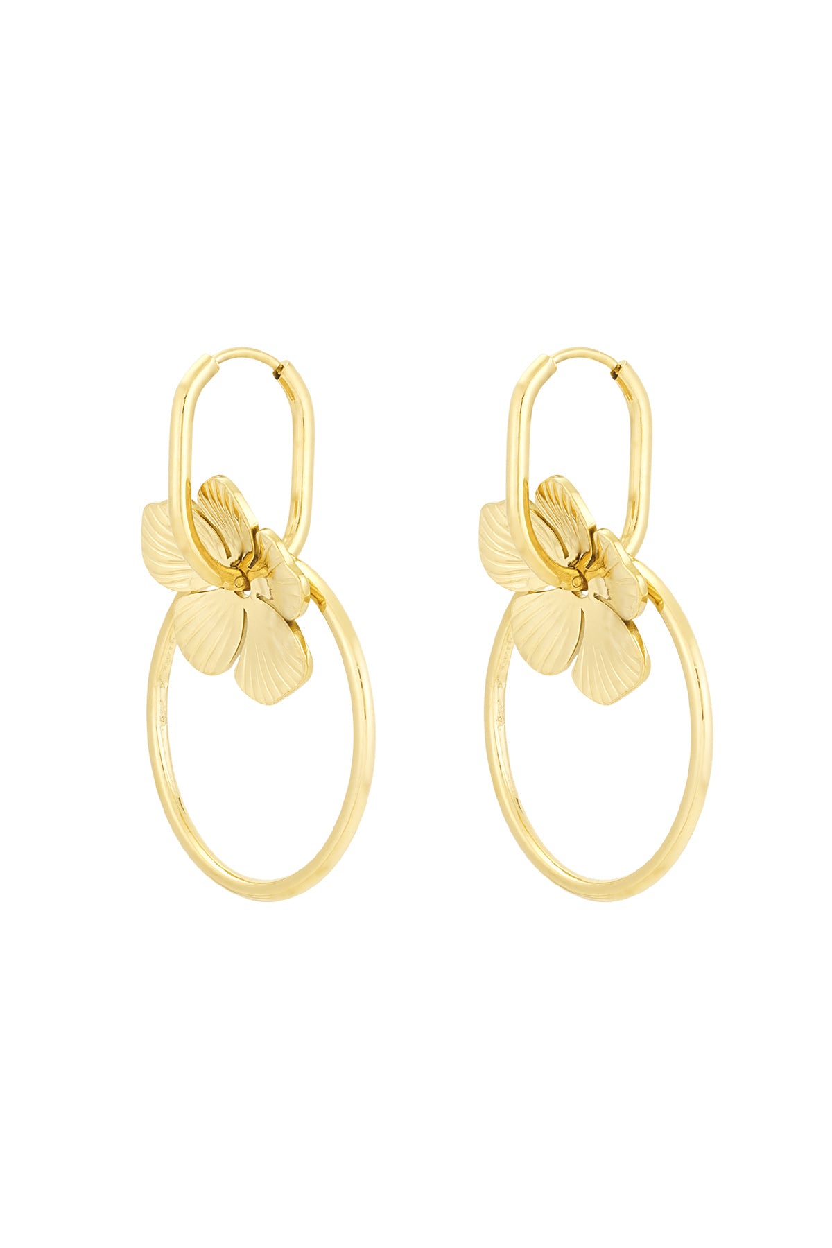 Double Anneau Drops – gold linked double hoop drop earrings
