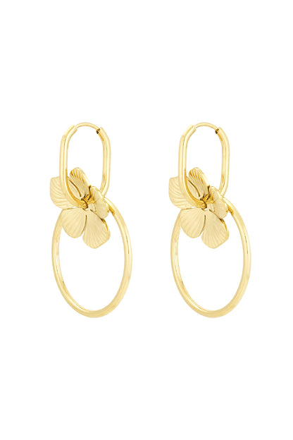Double Anneau Drops – gold linked double hoop drop earrings