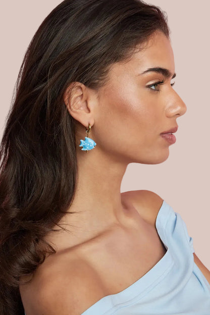 Earrings with fish charm