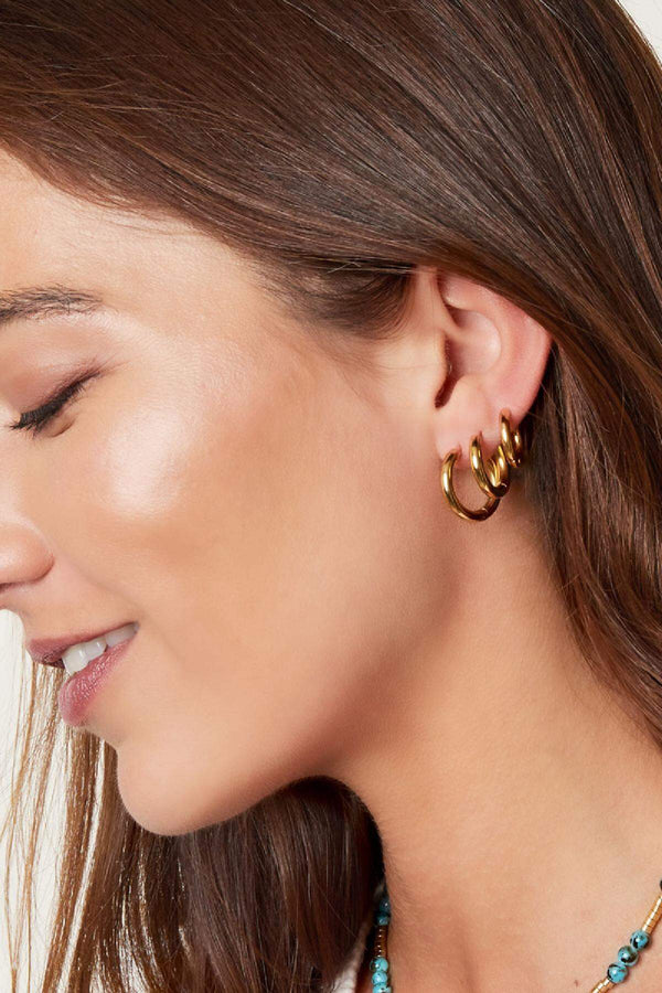 Hoop Trio Set worn on the ear