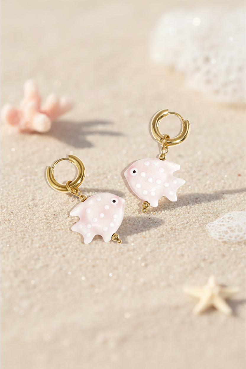 Earrings with fish charm