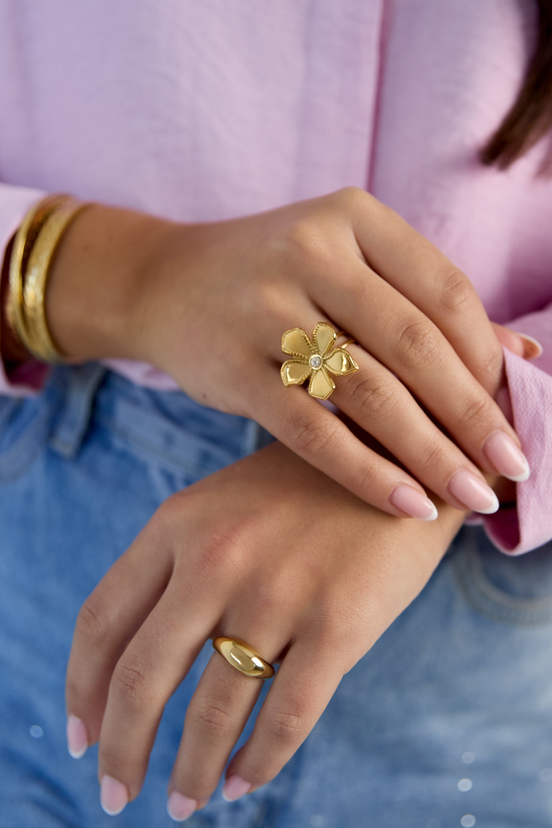 Stainless Steel Statement Rings Flower Simple Daily Simple Series Women's jewelry