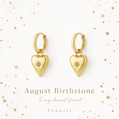 Birthstone Heart Earrings