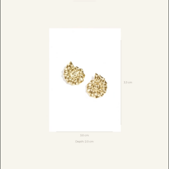 Size guide for Coquille Spiral Drop Earrings — drop length 3.3cm, width 3cm