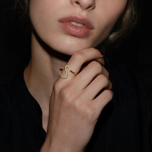 Riviere Statement Ring worn on the hand